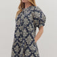 Botanical Short Puff Sleeve Mini Dress