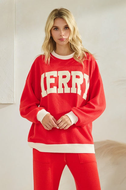 Cloudy Knit “Merry” Ringer Sweatshirt