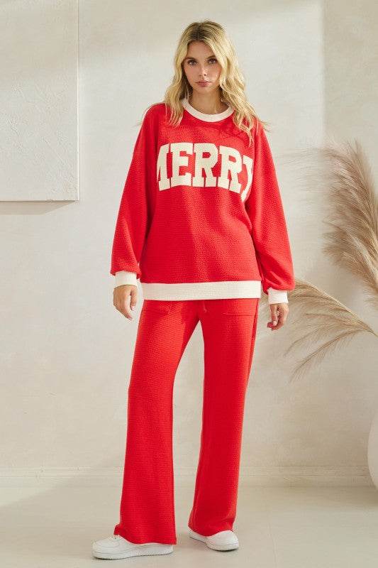 Cloudy Knit “Merry” Ringer Sweatshirt