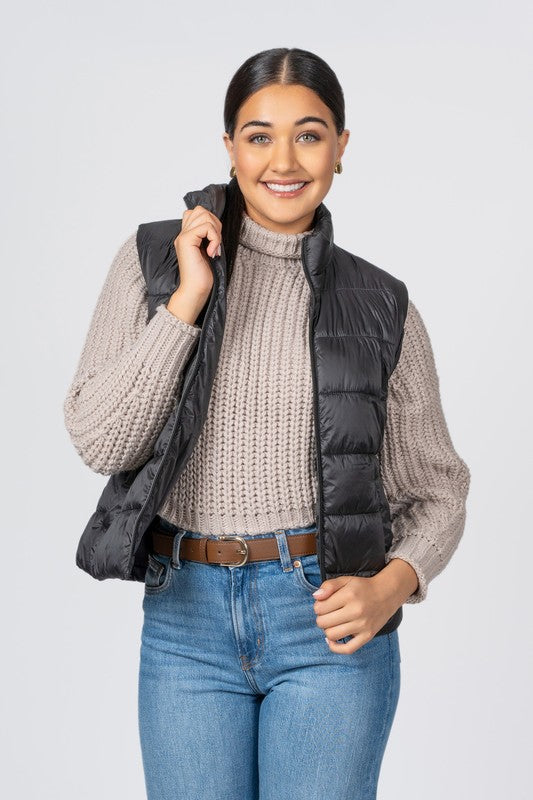 Ladies Nylon Puffer Vest with Taffeta Lining
