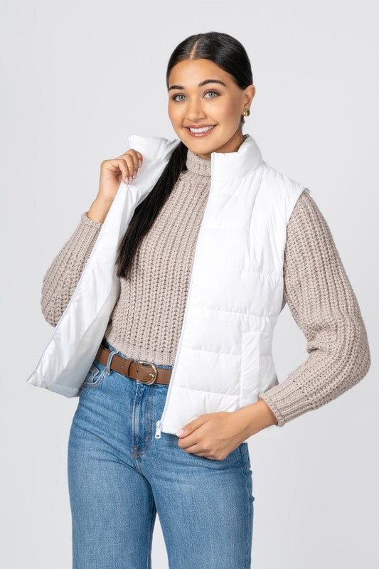 Ladies Nylon Puffer Vest with Taffeta Lining