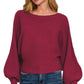 Boat Neck Ballon Sleeve Sweater