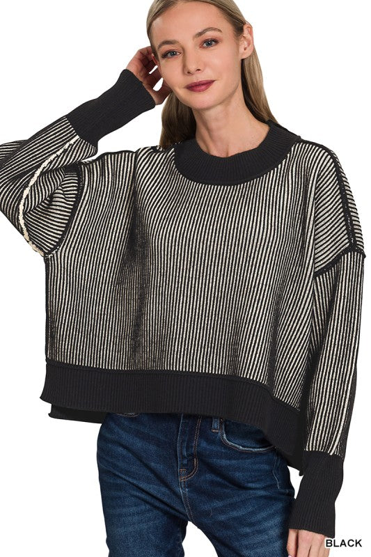 Exposed Seam Two Toned Sweater