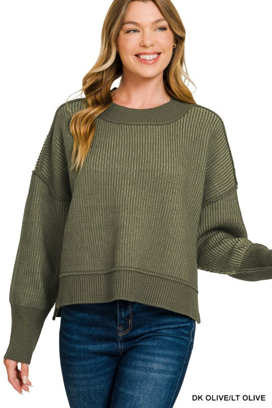 Exposed Seam Two Toned Sweater