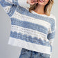 Long Sleeve Striped Crochet Sweater