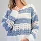 Long Sleeve Striped Crochet Sweater