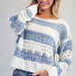 Long Sleeve Striped Crochet Sweater