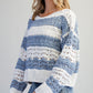 Long Sleeve Striped Crochet Sweater