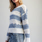 Long Sleeve Striped Crochet Sweater