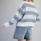 Long Sleeve Striped Crochet Sweater