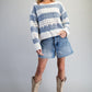 Long Sleeve Striped Crochet Sweater