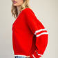 V-Neck Striped Long Sleeve Sweater