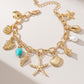 Coastal Charm Bracelet with Shells and Starfish