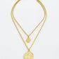 Double Layer Rope Chain Coin Pendant Necklace