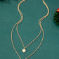 Double Layer Rope Chain Coin Pendant Necklace