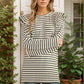 Long Sleeve Ruffle Shoulder Jacquard Stripe Top