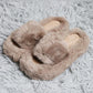 Fuzzy Solid Color Open Toe Slippers