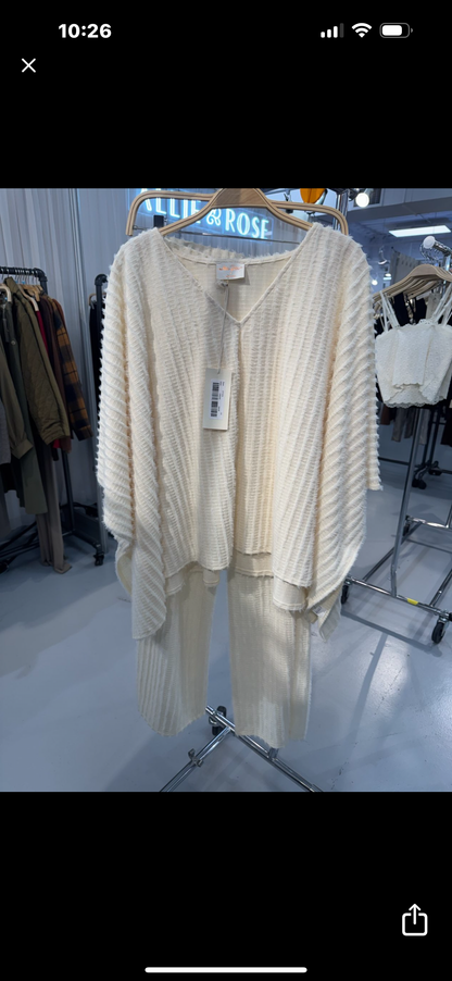 Fuzzy Striped Knit Straight Leg Pant