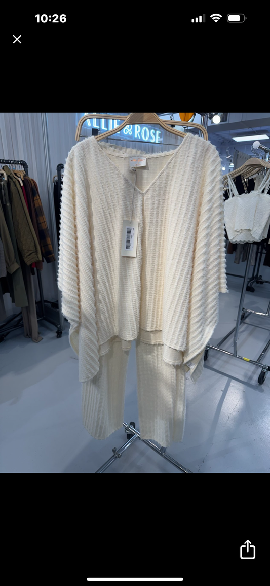 Fuzzy Striped Knit Straight Leg Pant