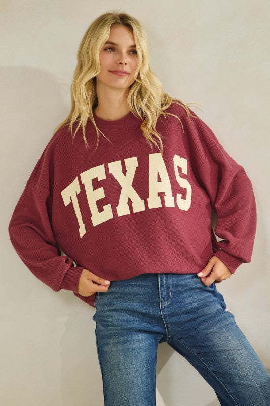 Texas Graphic Knit Long Sleeve Top