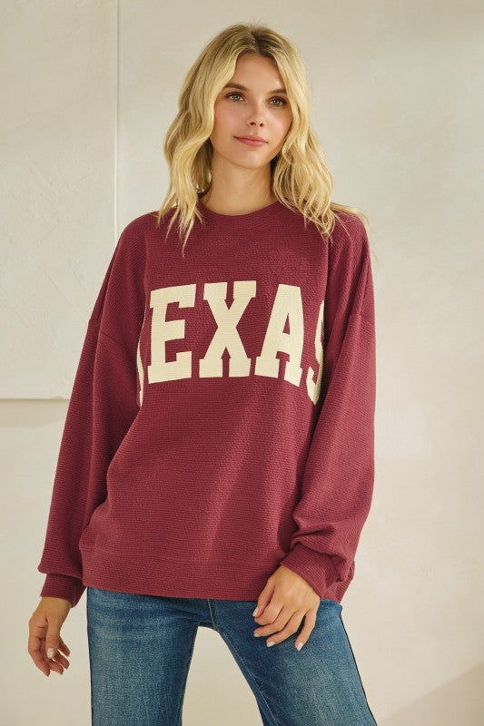 Texas Graphic Knit Long Sleeve Top