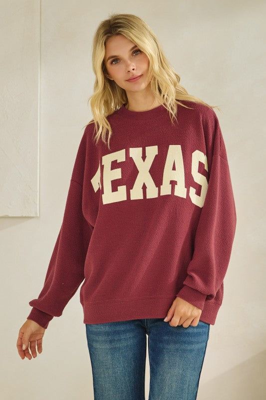 Texas Graphic Knit Long Sleeve Top