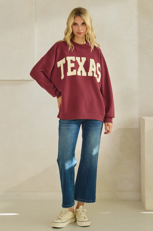 Texas Graphic Knit Long Sleeve Top