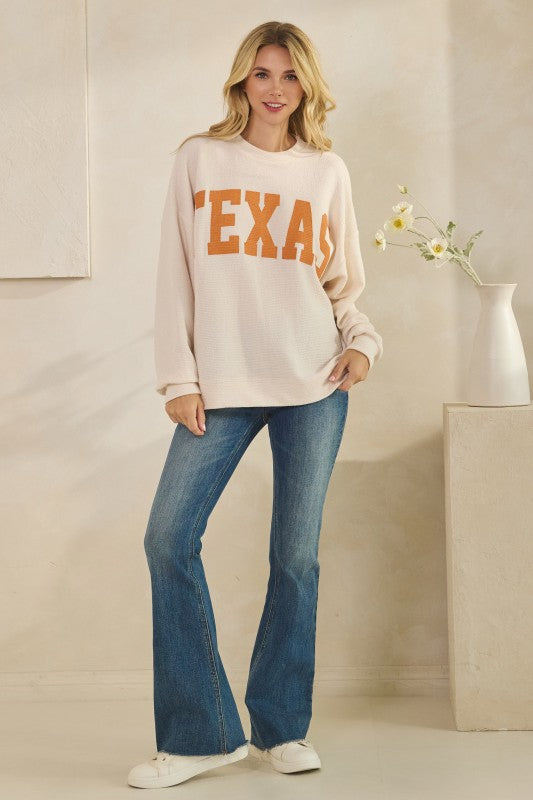 Texas Graphic Knit Long Sleeve Top