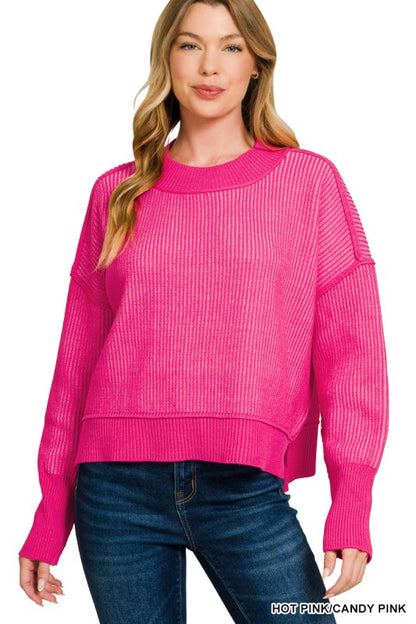 Exposed Seam Two Toned Sweater