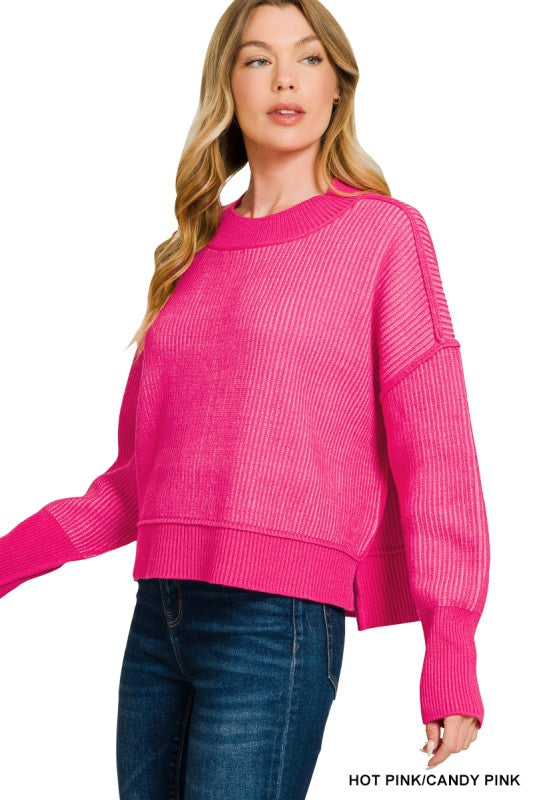 Exposed Seam Two Toned Sweater