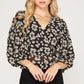 3/4 Bubble Sleeve Print Top