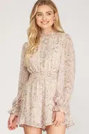 Long Sleeve Smocked Waist Romper