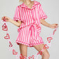 Striped Print Pajamas Shorts Set