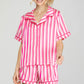 Striped Print Pajamas Shorts Set