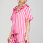Striped Print Pajamas Shorts Set