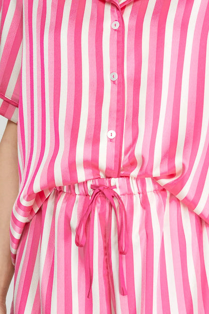 Striped Print Pajamas Shorts Set