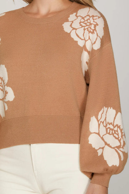 Long Sleeve Flower Print Sweater