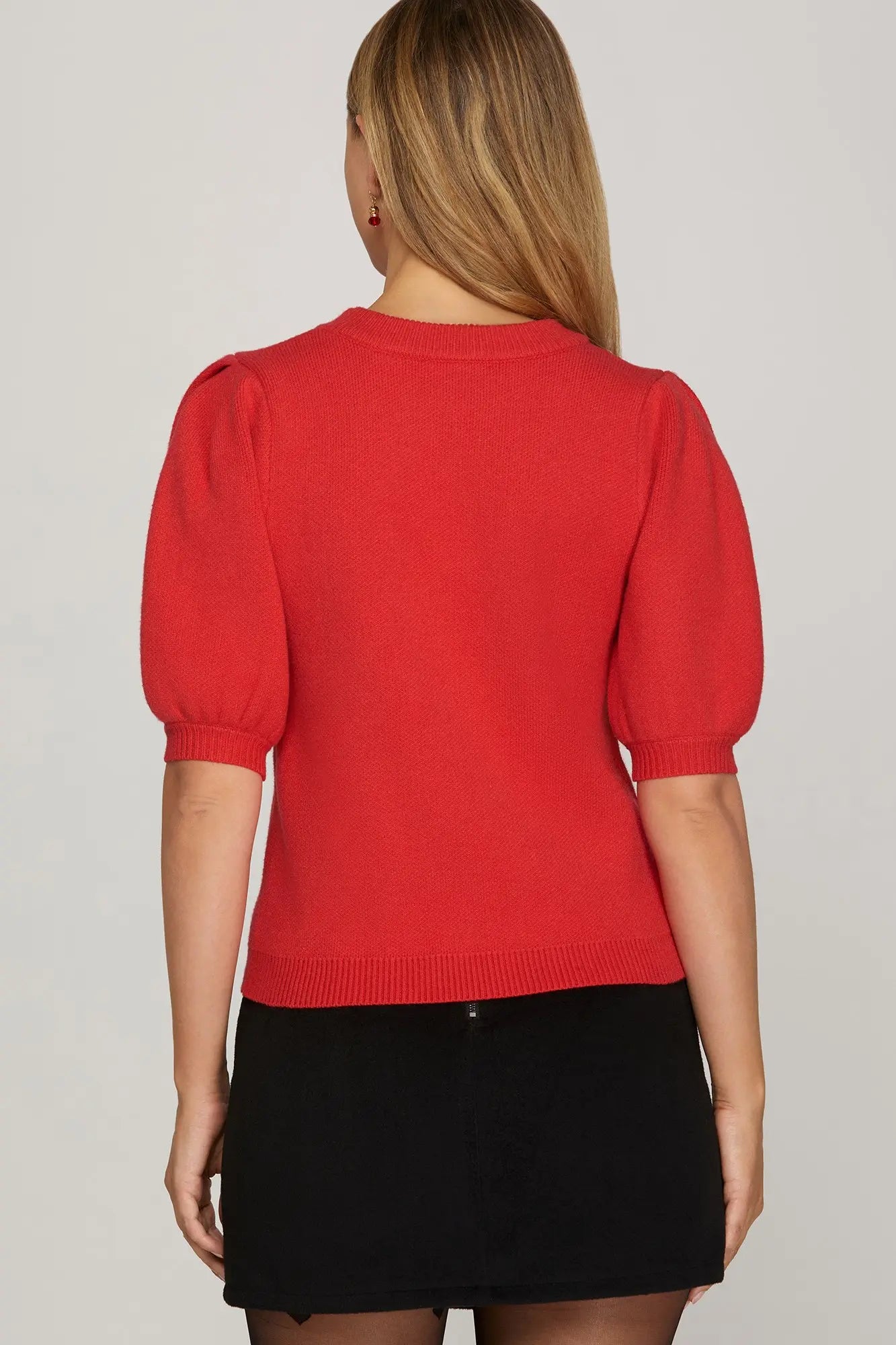 Short Sleeve Heart Sweater