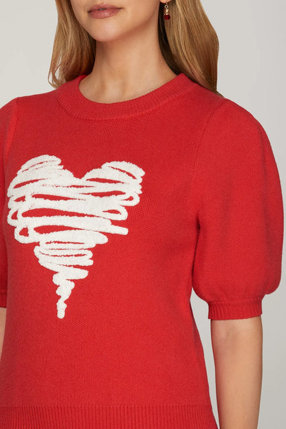 Short Sleeve Heart Sweater
