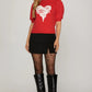 Short Sleeve Heart Sweater