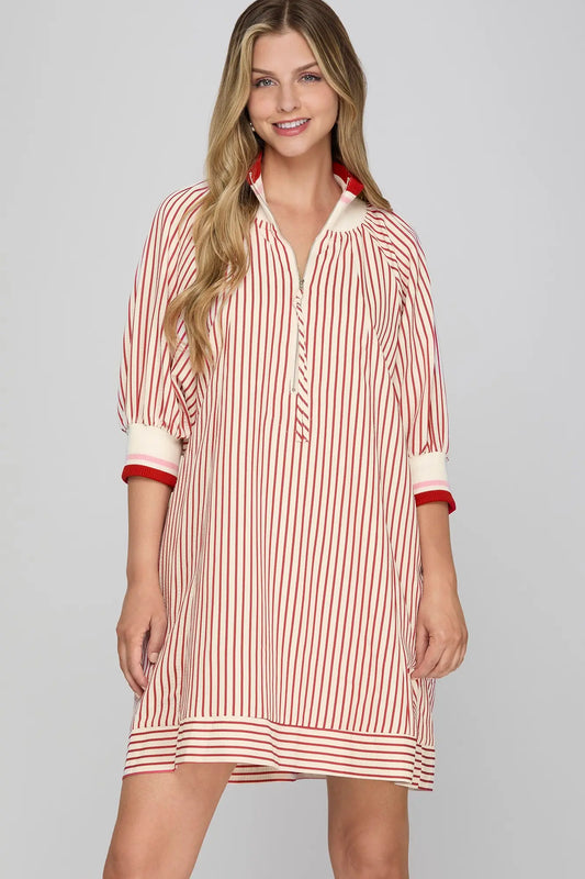 Striped Mini Dress with Pockets