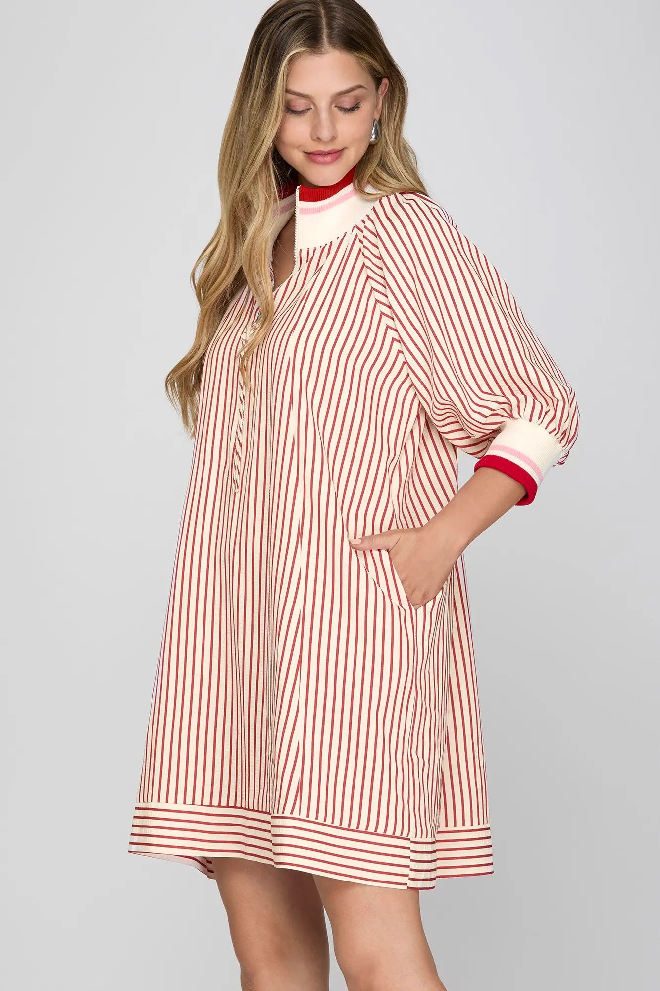 Striped Mini Dress with Pockets