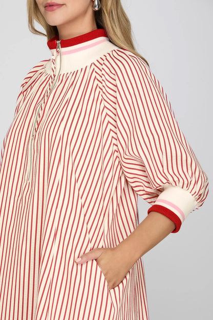 Striped Mini Dress with Pockets