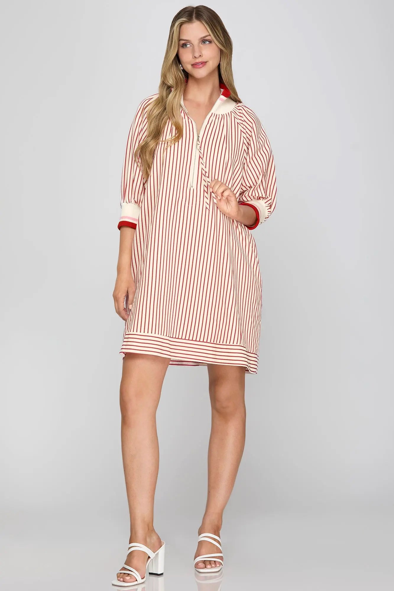 Striped Mini Dress with Pockets