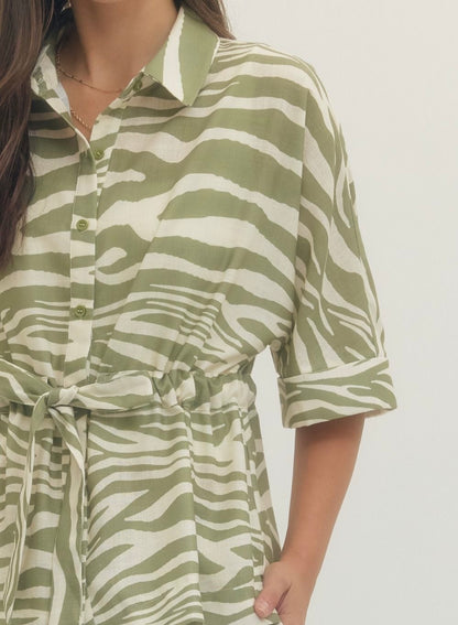 Zebra Print Drawstring Top