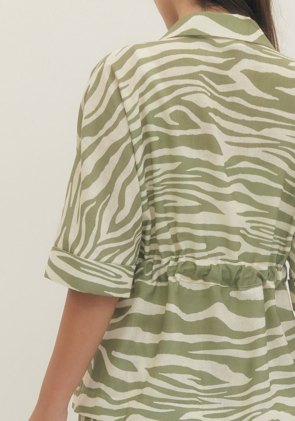 Zebra Print Drawstring Top