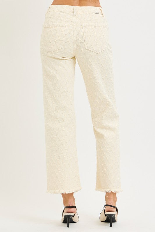 Tummy Control High Rise Ankle Straight Textured Jeans