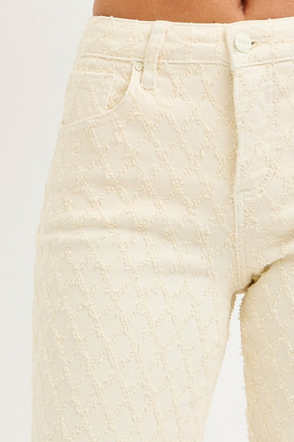 Tummy Control High Rise Ankle Straight Textured Jeans