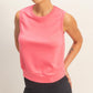 Sleeveless Crew Neck Top with Waist Band