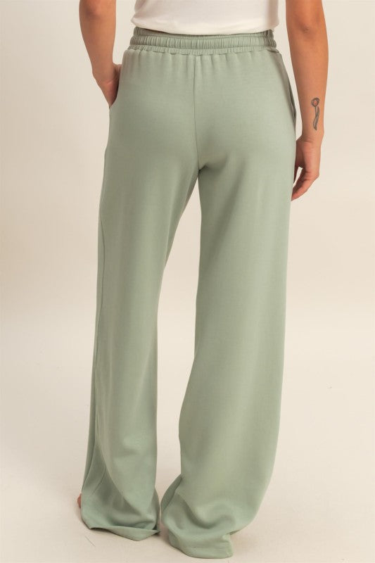 Elastic Waist Wide Leg Pants